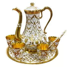 Сервиз кофейный из серебра "Восток" белый